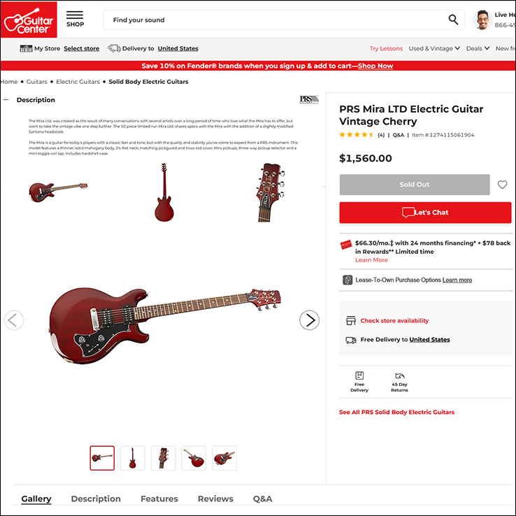 2010 PRS Mira Santana Ltd